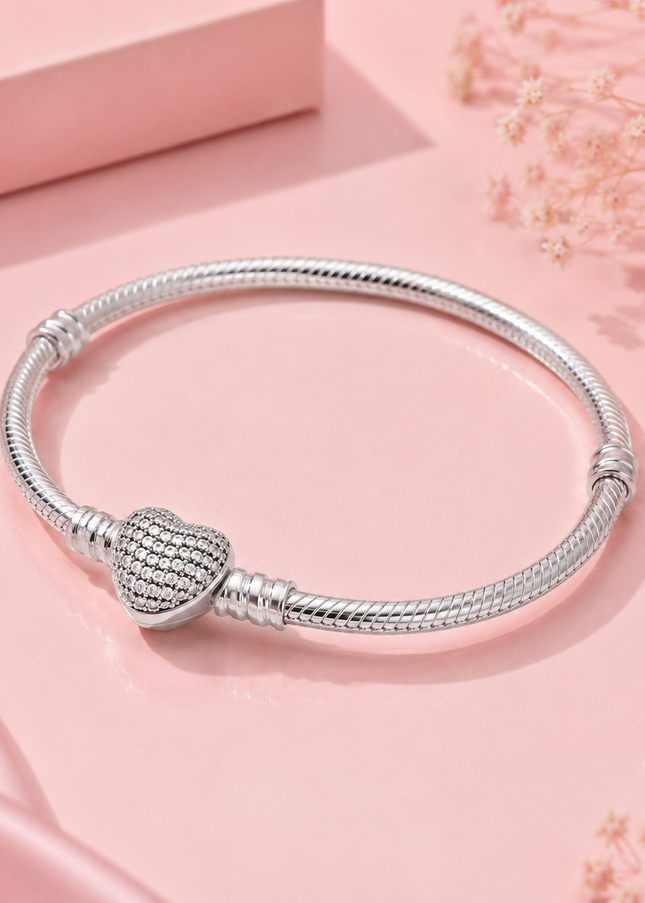 Brazalete Corazón Plateado