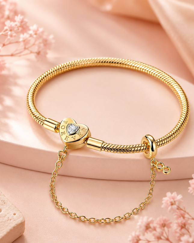Pulsera Corazón Forever Dorada