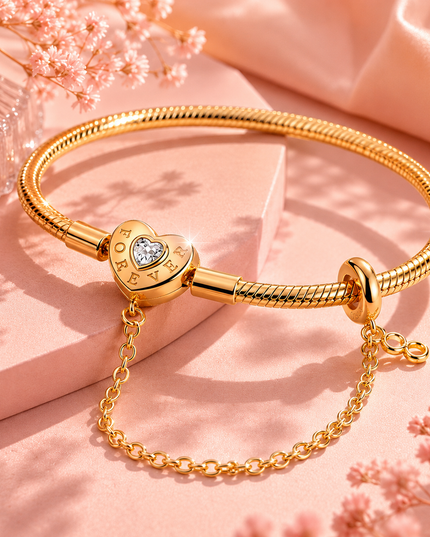 Pulsera Corazón Forever Dorada