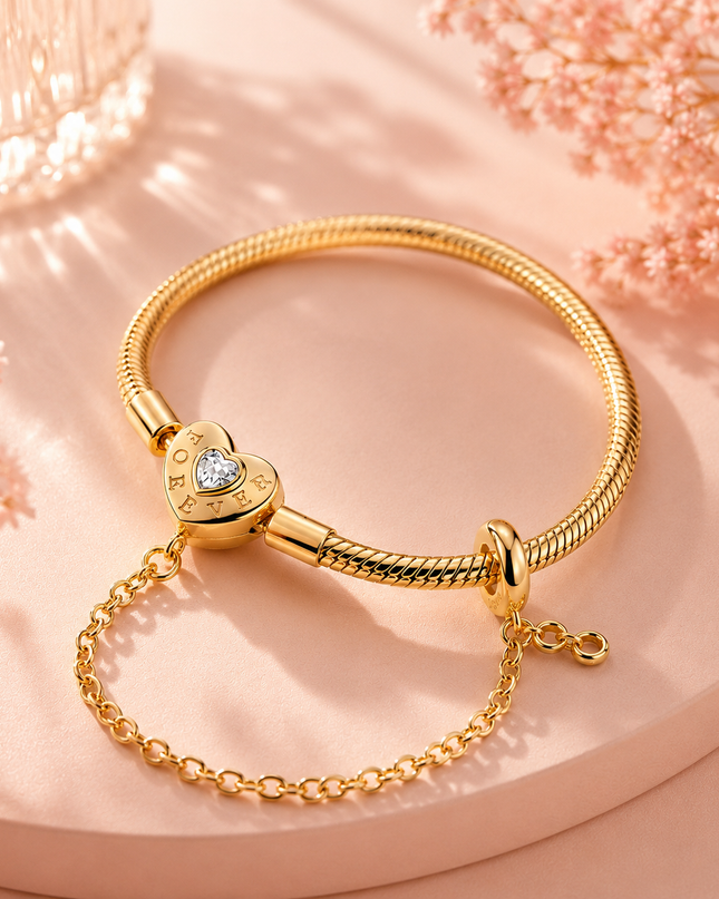 Pulsera Corazón Forever Dorada