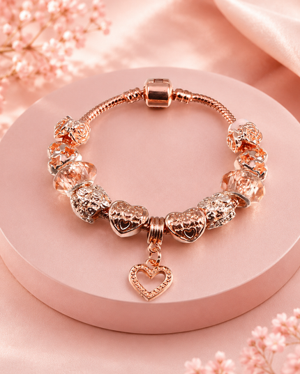 Pulsera Charm Corazón Rose Gold Elegance