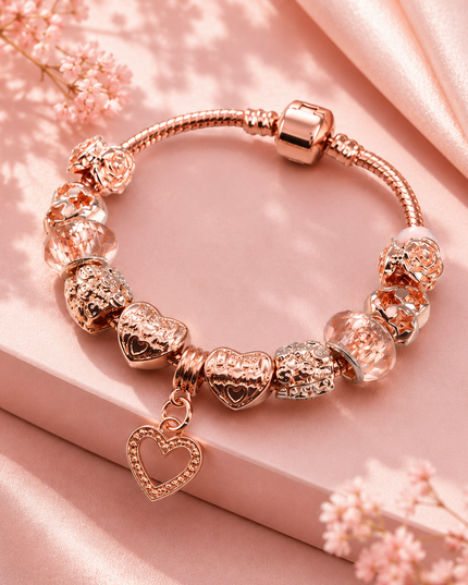 Pulsera Charm Corazón Rose Gold Elegance