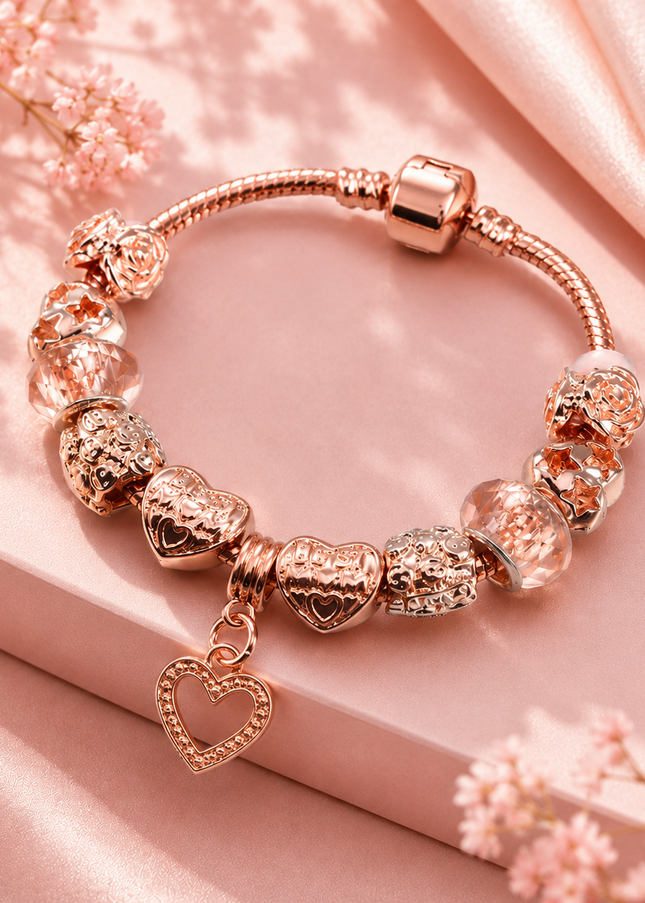 Pulsera Charm Corazón Rose Gold Elegance