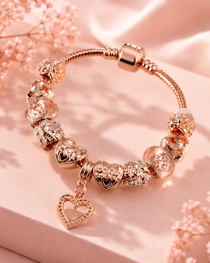 Pulsera Charm Corazón Rose Gold Elegance