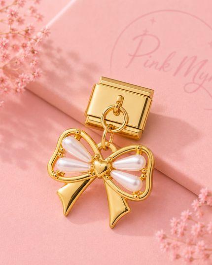 Charm Lazo Perlado Dorado